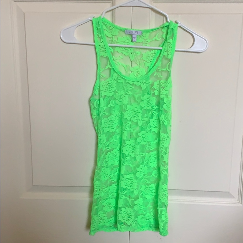 Lace green tank top